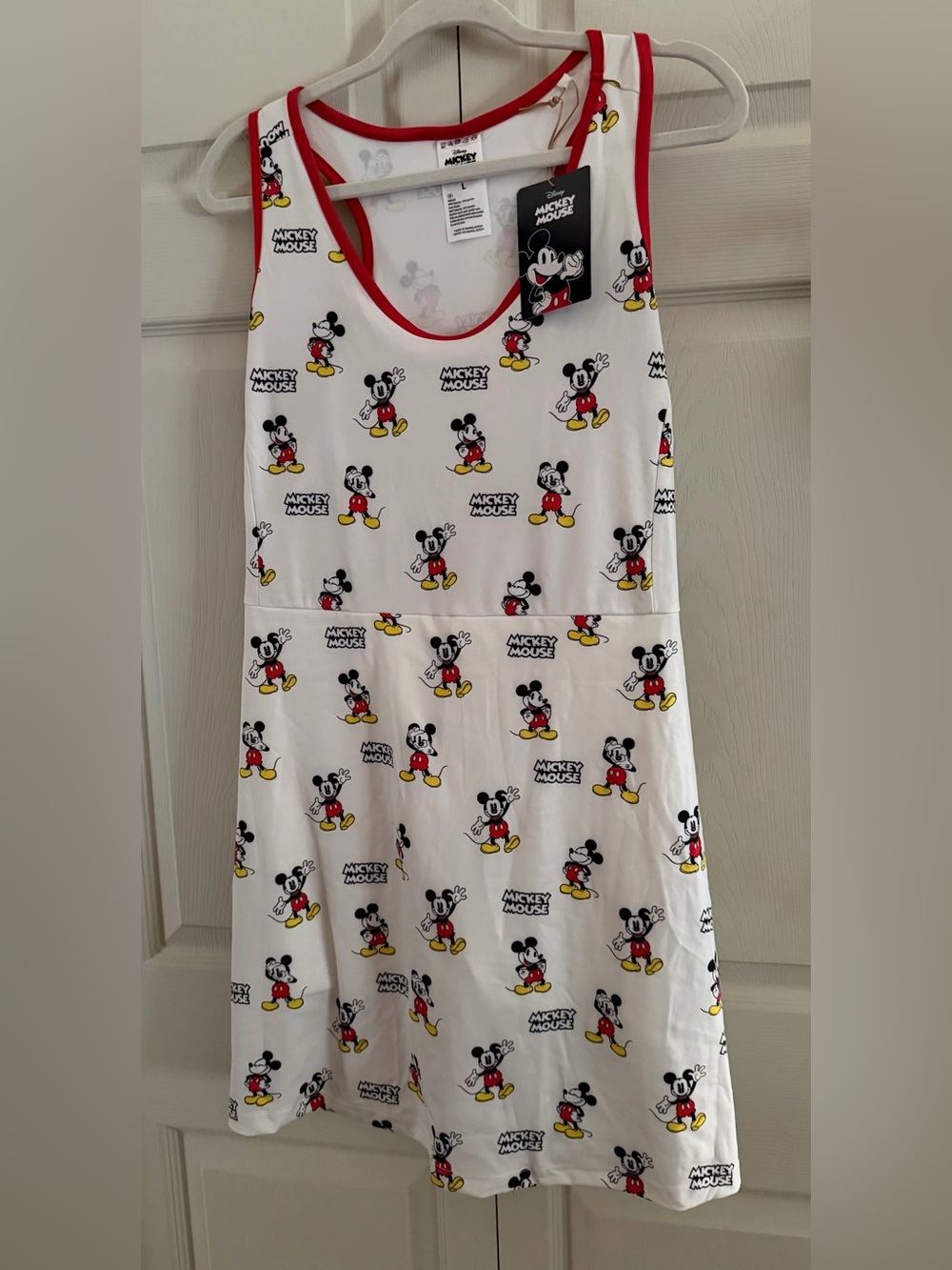 Disney Mickey Mouse Print Athleisure Dress with Shorts Lining - Size Large - NWT